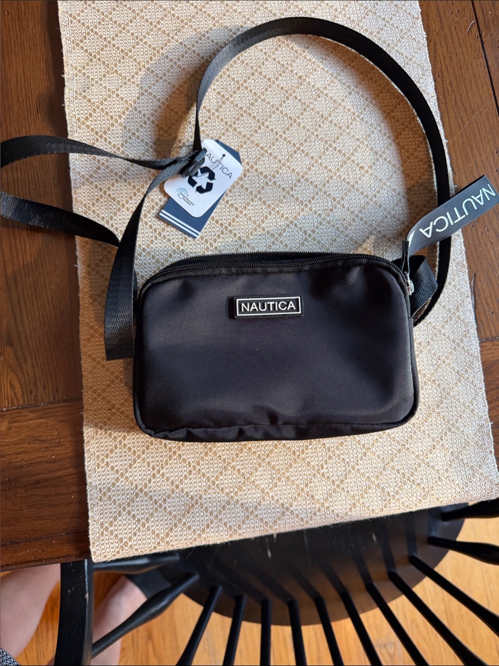 Nautica Black Nylon Crossbody Shoulder Bag